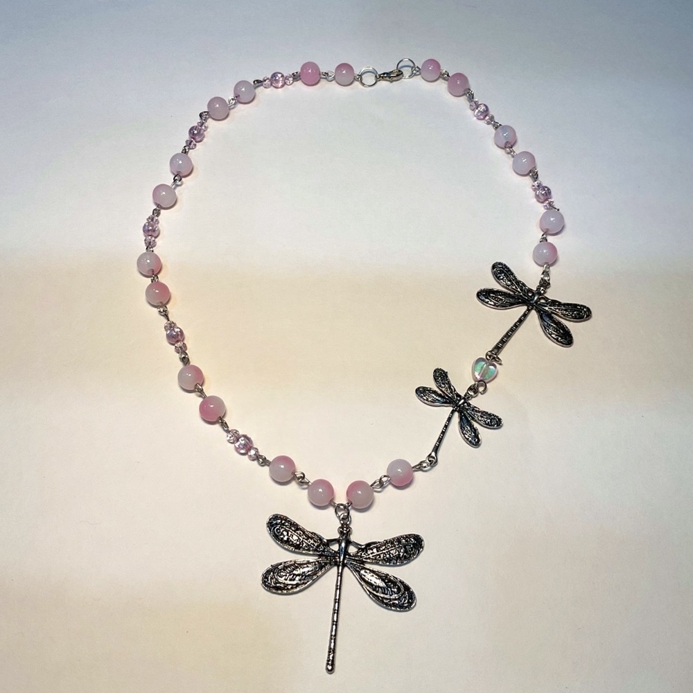 Pretty handmade silver dragonfly necklace